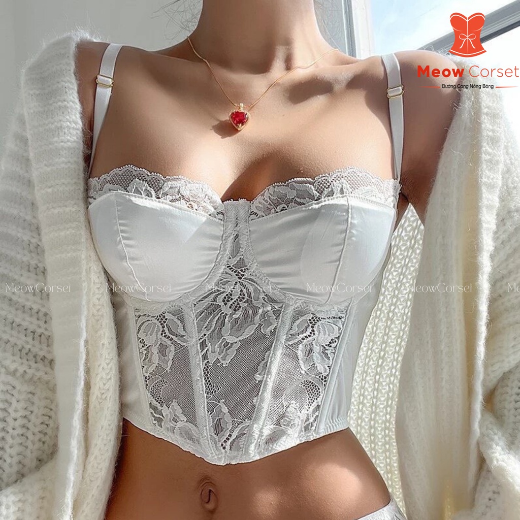 Áo bra bralette corset ren lụa có gọng sexy sang chảnh nhiều nấc cài điều chỉnh size [MEOW Corset]