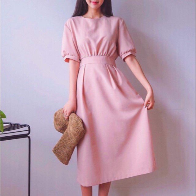 Đầm middi buộc eo - đầm công sở đẹp duyên dáng
