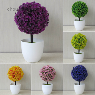 Cây snowball anh đào nhân tạo để bàn bằng nhựa trang trí phòng khách phòng ngủ