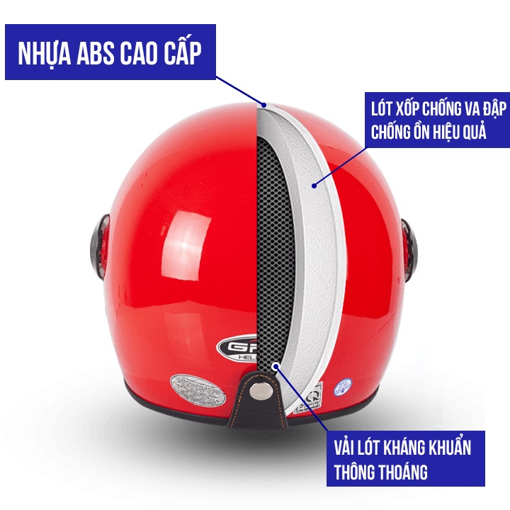 Mũ Bảo Hiểm 3/4 đầu GRO Helmet T818 có kính dài che cả mặt, kiểu dáng thời trang cho nữ, khóa kim loại - Màu Trắng