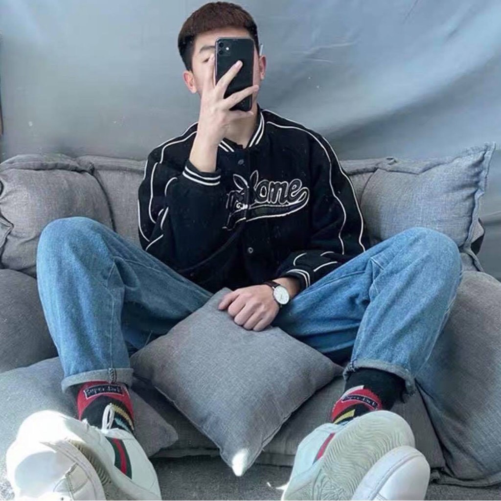 Áo Khoác Bomber Nam thêu chữ SUPREME - vải dù 2 lớp - form rộng unisex