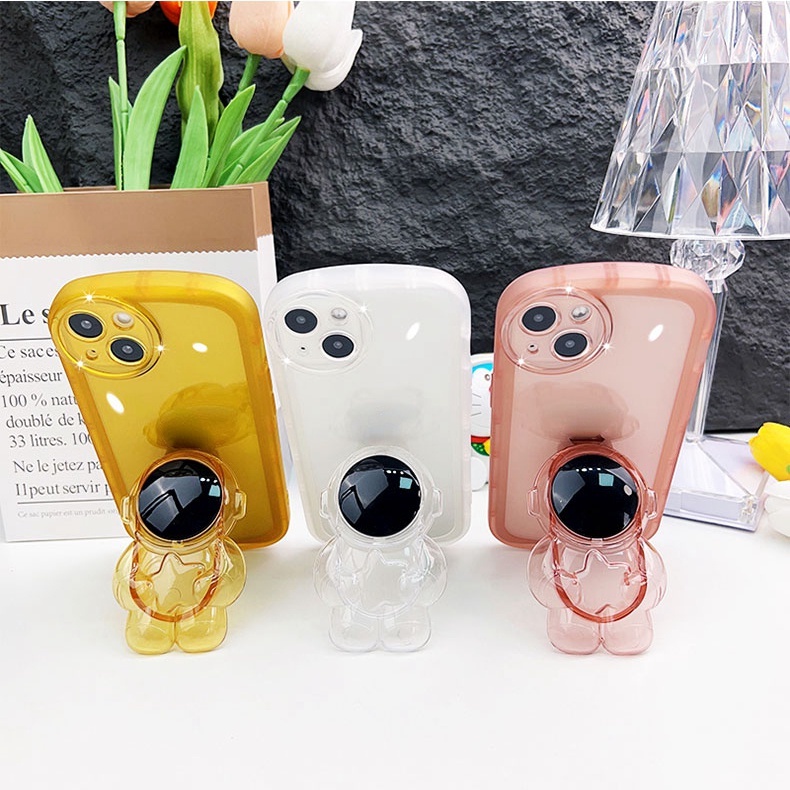 Ốp Điện Thoại TPU Màu Kẹo Trong Suốt Hình Phi Hành Gia Sang Trọng Cho iPhone 11 12 13 Pro Max XS Max XR X 7 8 plus SE2020