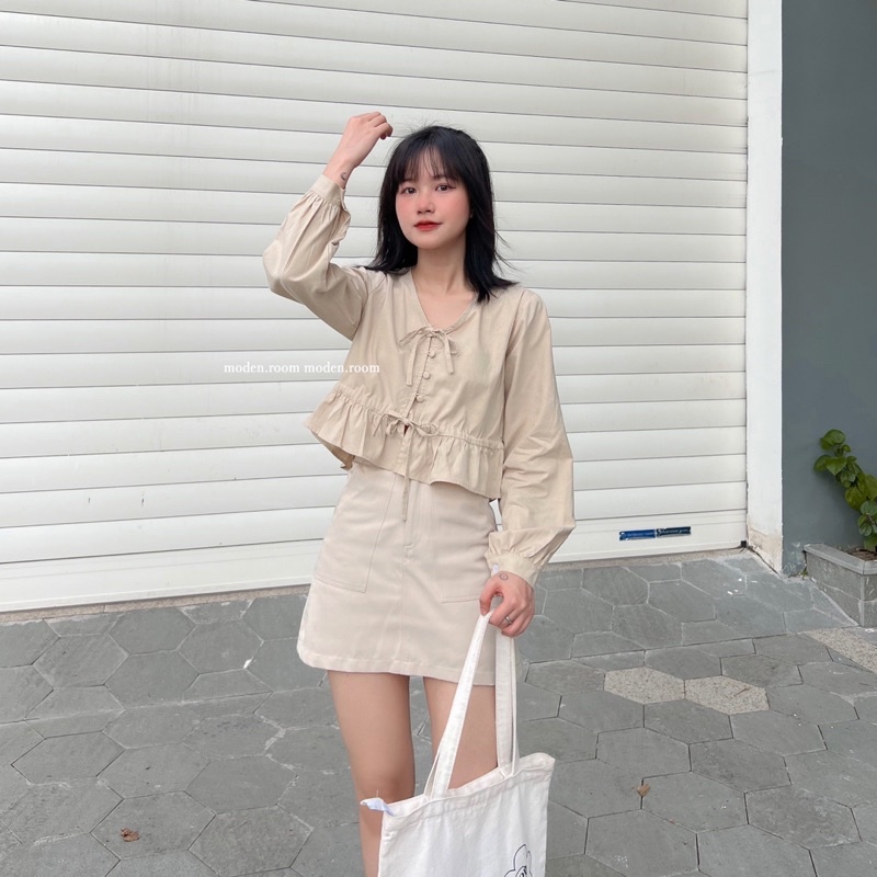Moden.room áo rút dây linen pupy MD0922
