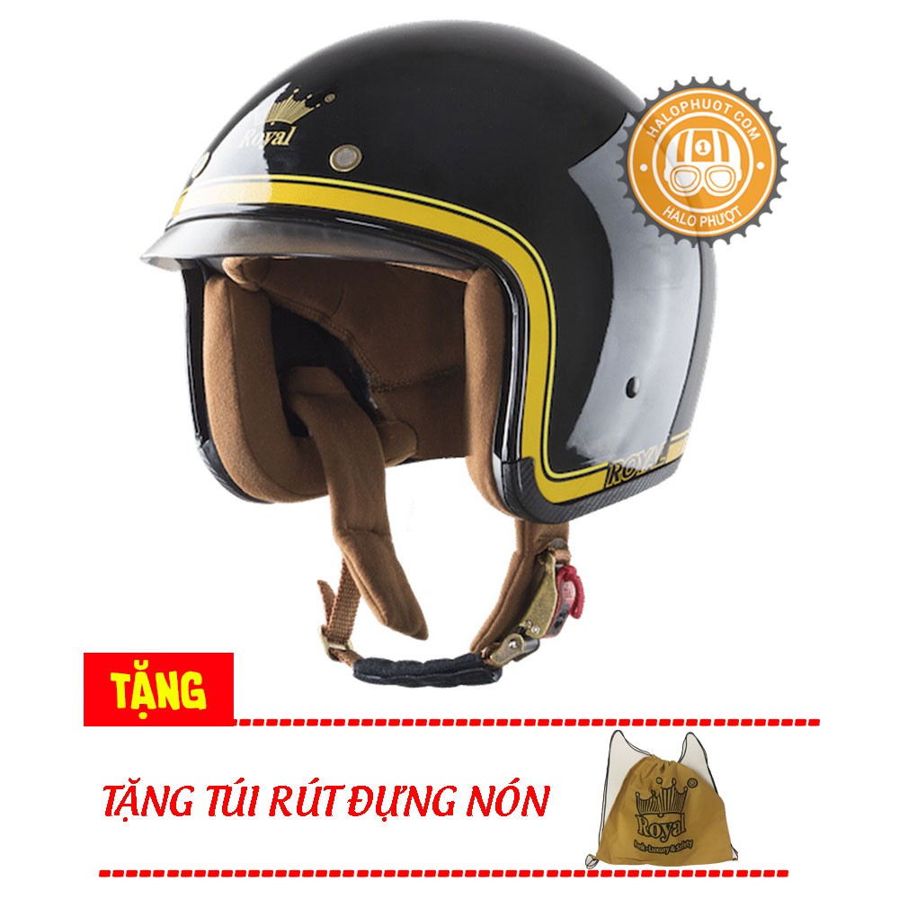 Nón bảo hiểm 3/4 kính âm Royal M139 V10 Đen (tặng balo rút)