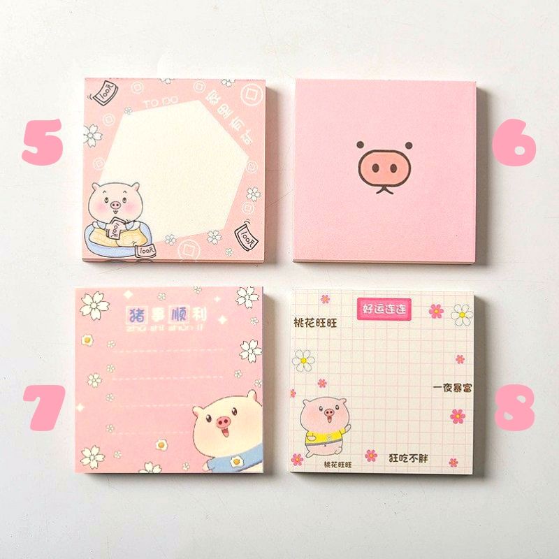 Enjoymore 🌈 Bộ 80 Giấy Ghi Chú Dày Dễ Thương Hình Heo, Unicorn, Khủng Long Memo Pad Note Kỳ Lân