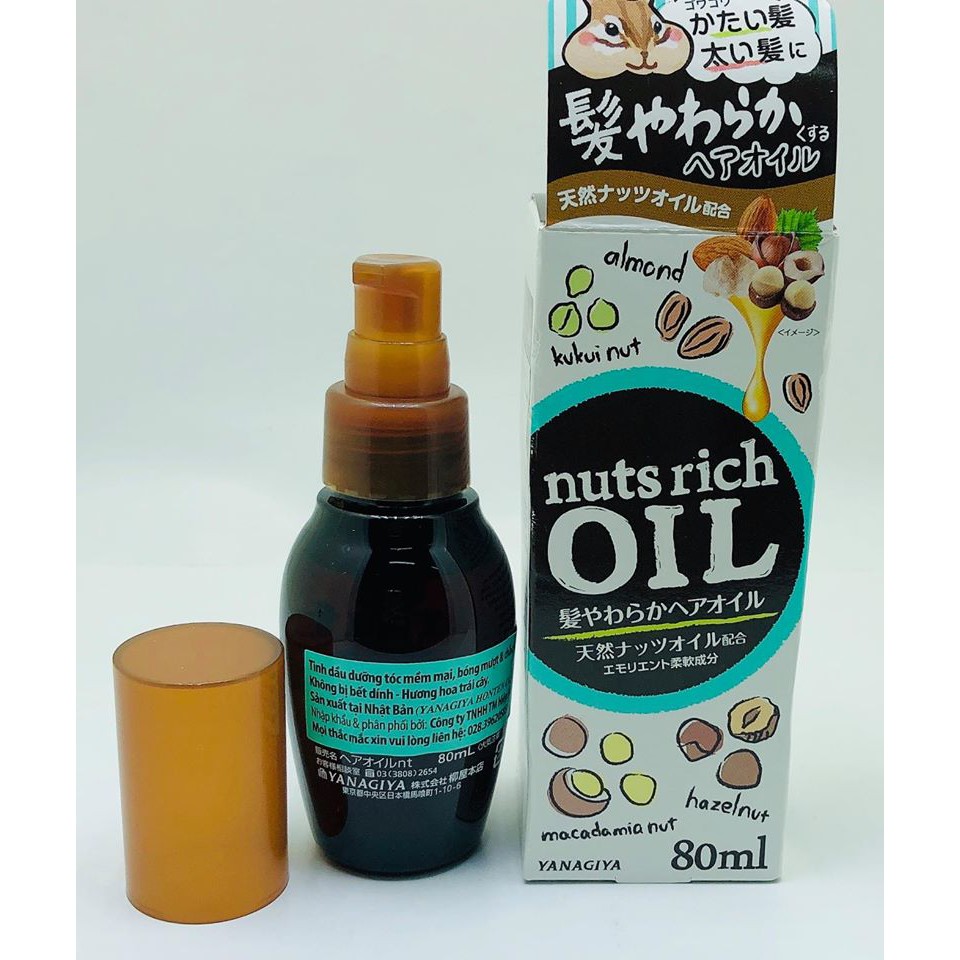 TINH DẦU DƯỠNG TÓC CHIẾT XUẤT CÁC LOẠI HẠT YANAGIYA NUTS RICH OIL 80ML CHÍNH HÃNG - 6572