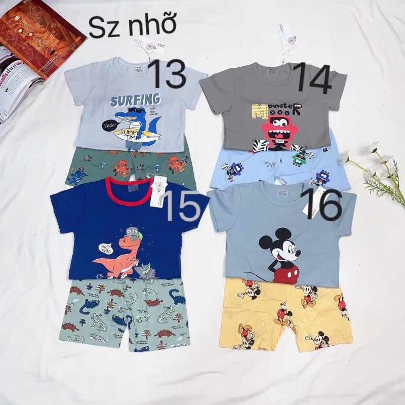 (16-23KG)Bộ cộc tay xuất Hàn cotton lạnh  Quảng Châu cho bé sz nhỡ (70-75-80)- Bảng màu 2022