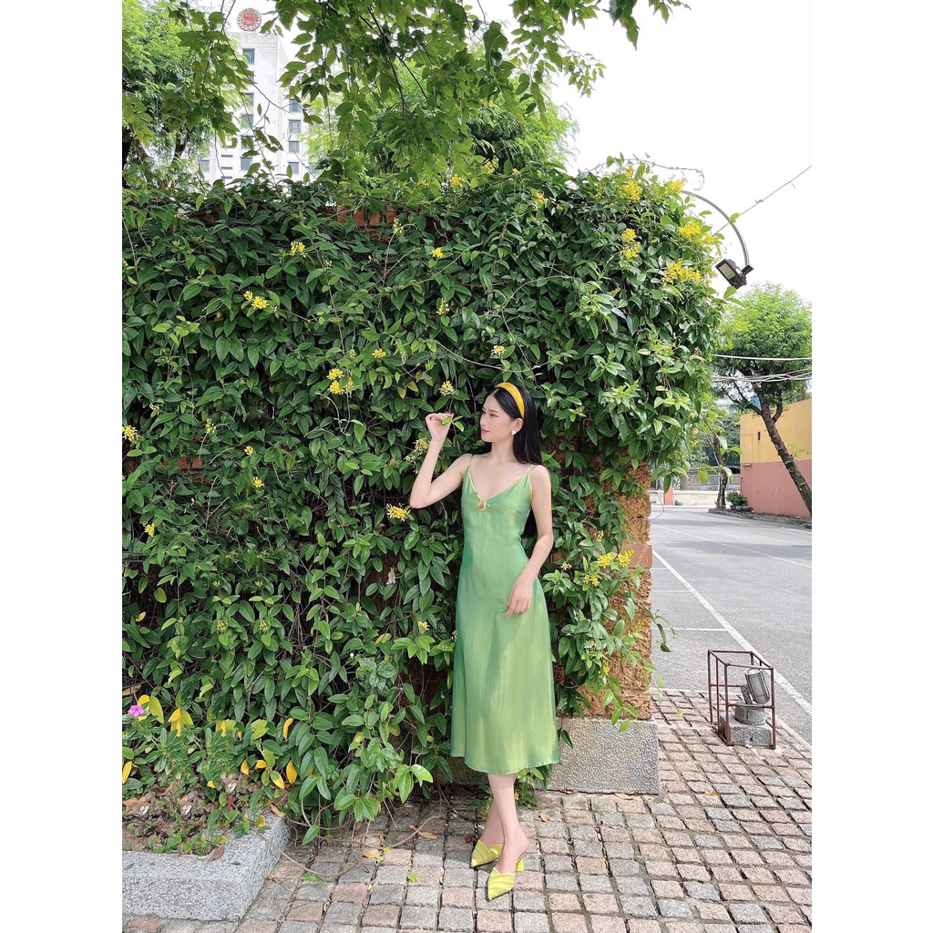 [Xéo Xọ] Đầm tơ tằm hai dây Lục Miên