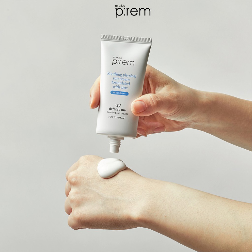 Kem Chống Nắng Vật Lý Make P:rem UV Defense Me. Calming Sun Cream Cho Da Nhạy Cảm SPF50+ PA++++ 50ml