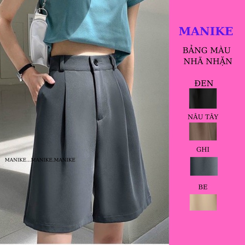 Quần Short Nữ Bigsize Manike,Quần Đùi Ống Rộng Lưng Cao Chun Sau Big_Size 75kg