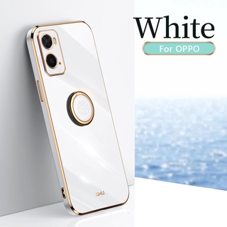 Ốp Điện Thoại Silicon Vuông Viền Mạ Màu Macaron 6D Có Vòng Đỡ Cho OPPO A98 A78 5G A17 A17K A77s A76 A57 A77 A96