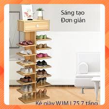 Kệ giầy dép gỗ 7 tầng có ngăn tủ phụ - Kệ giầy dép gỗ đẹp