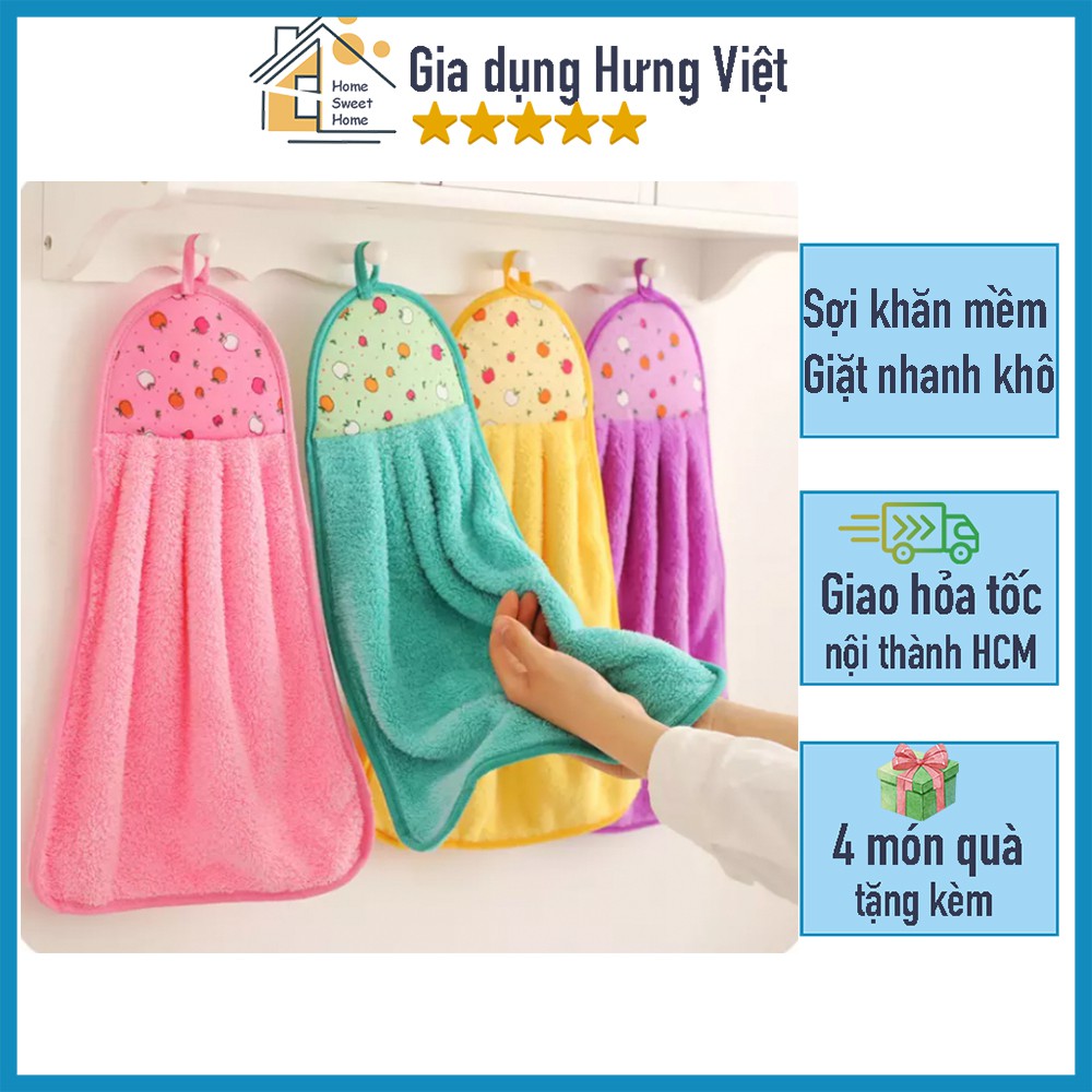 Khăn lau tay đa năng, có quai treo tiện dụng, dùng trong nhà bếp, nhà tắm [KHĂN TREO]