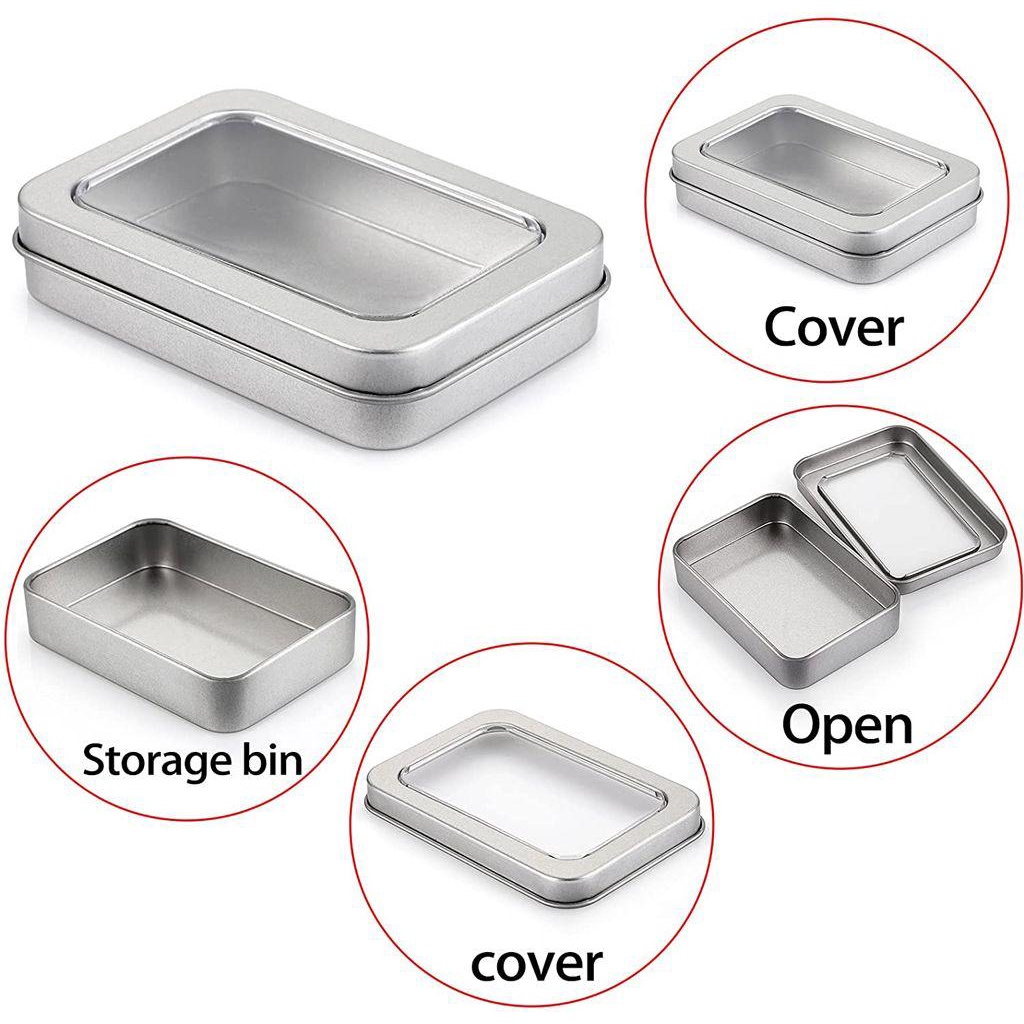 Hộp Sắt Mini Hình Chữ Nhật Đựng Móng Giả Nắp Lật Tiện Dụng