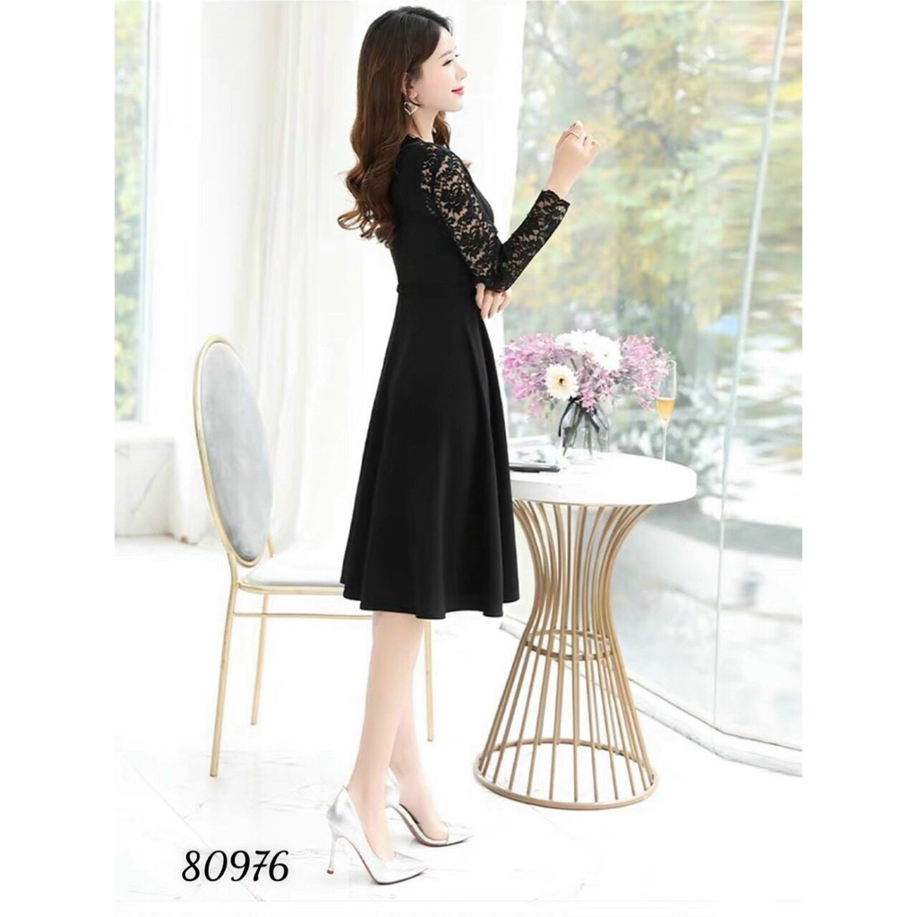 ĐẦM UMI PHỐI REN KÈM NỊT SIÊU ĐẸP TÔN DÁNG CHO CHỊ EM