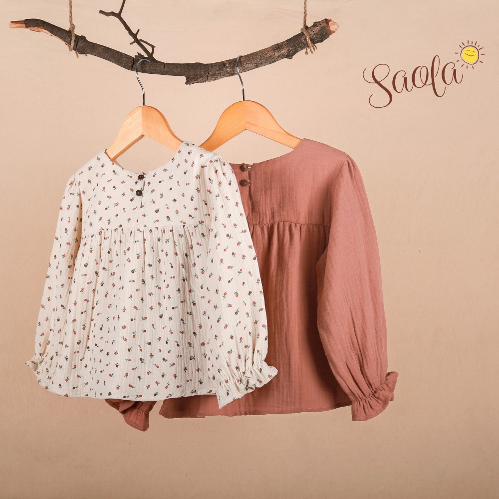 Áo Bé Gái Kiểu BabyDoll Muslin Dài Tay Dễ Thương - MIYA TOP - SAOLA KIDS CLOTHING - 2 Màu