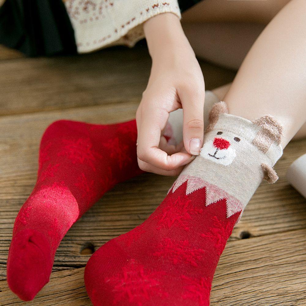 Vớ Mềm Giữ Ấm Mùa Đông In Họa Tiết Giáng Sinh Dễ Thương