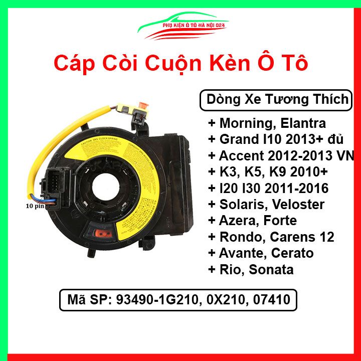 Cáp Còi Cho xe MORNING, GRAND I10 2013+ Bản Đủ, ACCENT2012-2013 VN, ELANTRA,Mã 93490-3R110,1R410,4A110,3L002,2M500