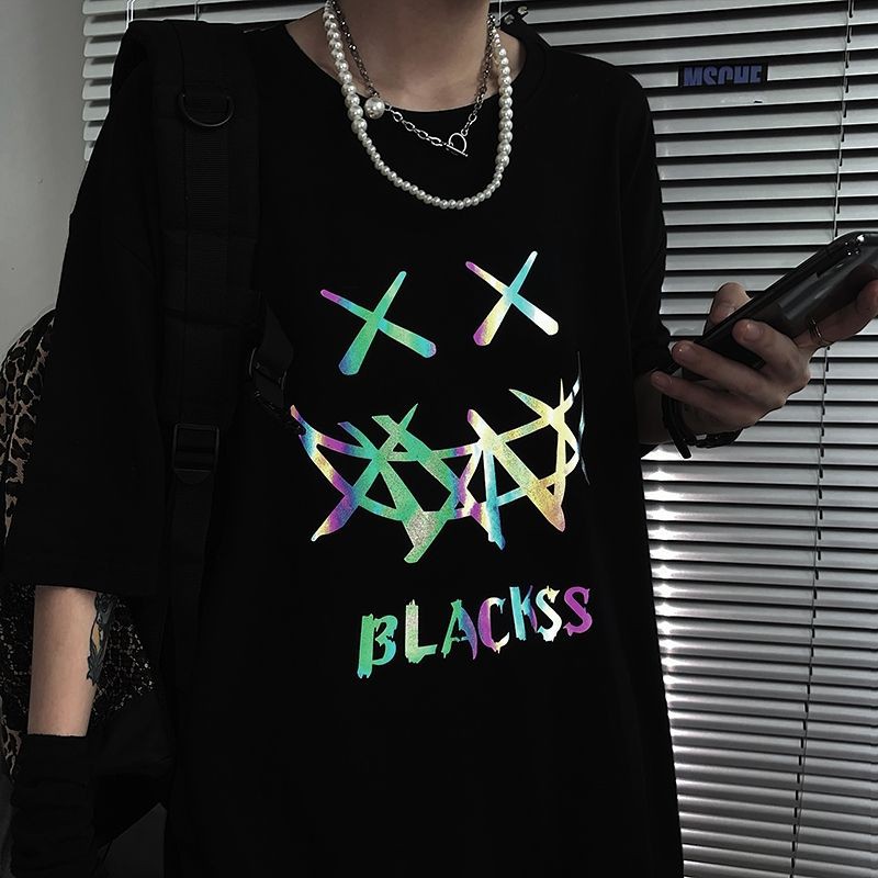 [MÃ BILSOP17 GIẢM 45% ĐƠN 99K]Áo thun nam nữ unisex tay lỡ, form rộng phản quang Blacks, 2màu ĐEN,TRẮNG -bilshop17 | BigBuy360 - bigbuy360.vn