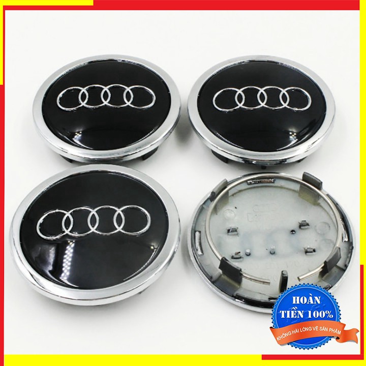 Biểu tượng Logo ốp mâm, vành bánh xe Audi/ đường kính 77mm (Đo kích thước trước khi đặt mua)