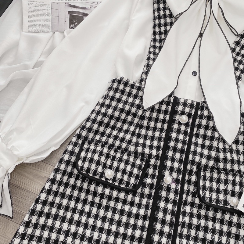 [FREESHIP - HÀNG LOẠI 1] SET YẾM DẠ MIX ÁO SƠMI CỔ BÈO SIÊU XINH