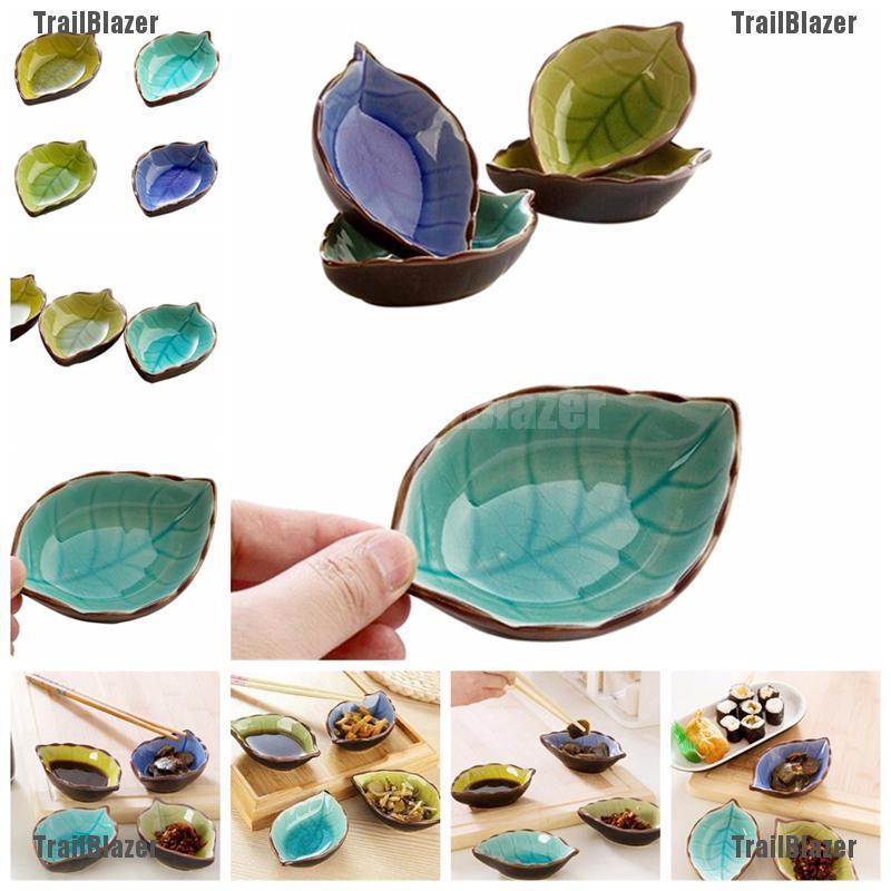 Đĩa đựng thức ăn bằng gốm sứ hình chiếc lá xinh xắn