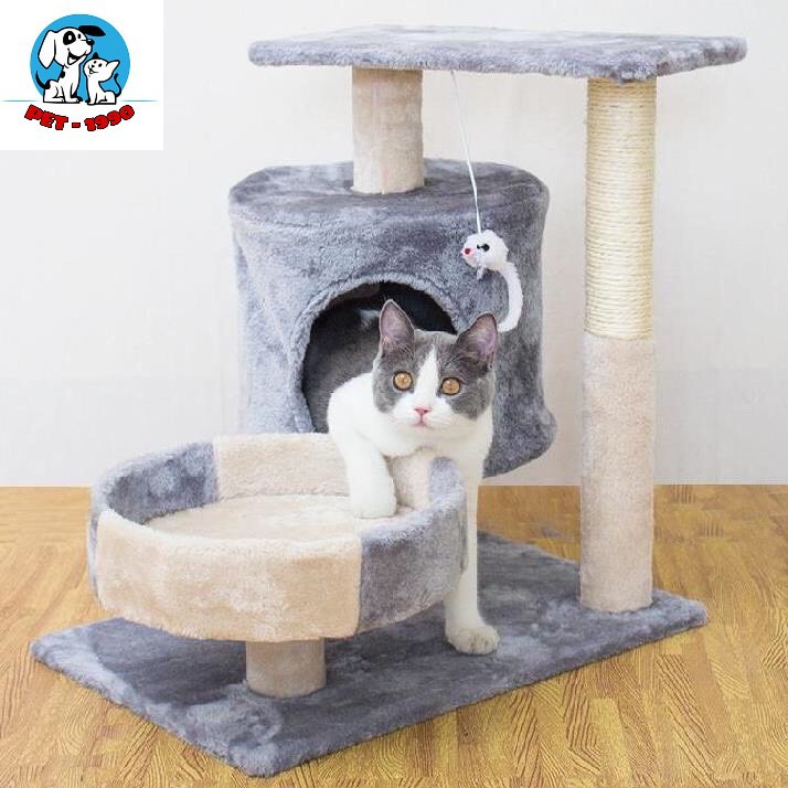 Nhà Cây Cattree Cho Mèo - Nhà 3 Tầng Có Trụ Cào Móng Cho Mèo