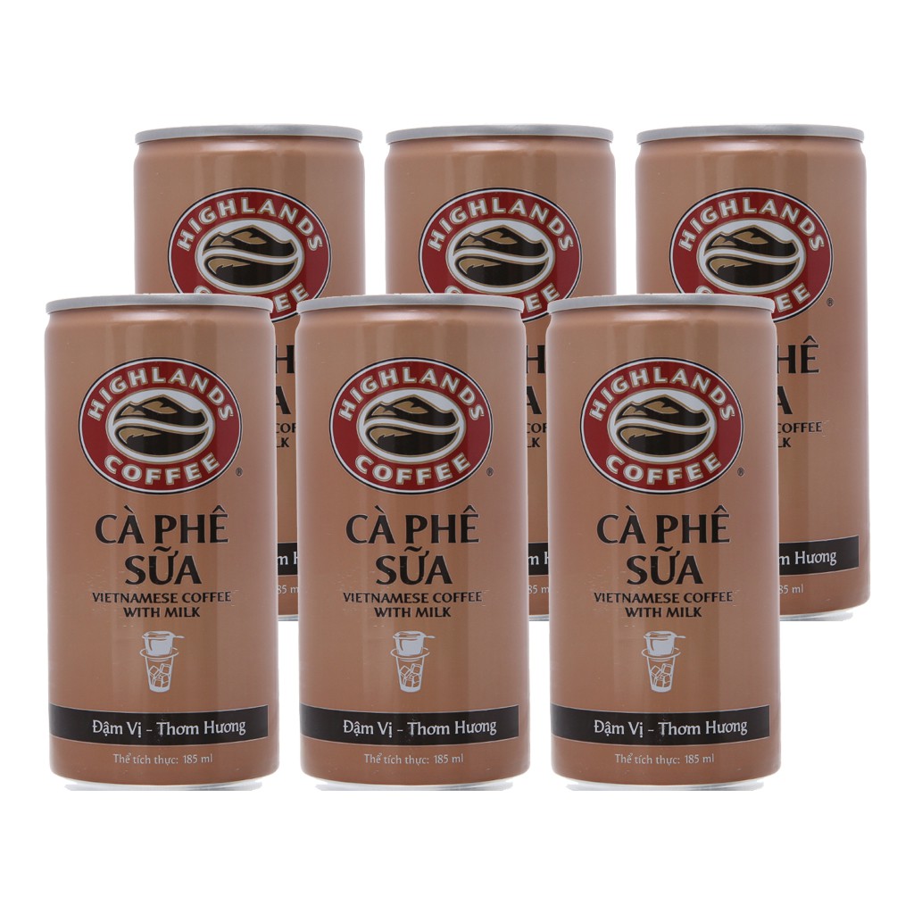 Lốc 6 lon Cà Phê Sữa Highlands Coffee