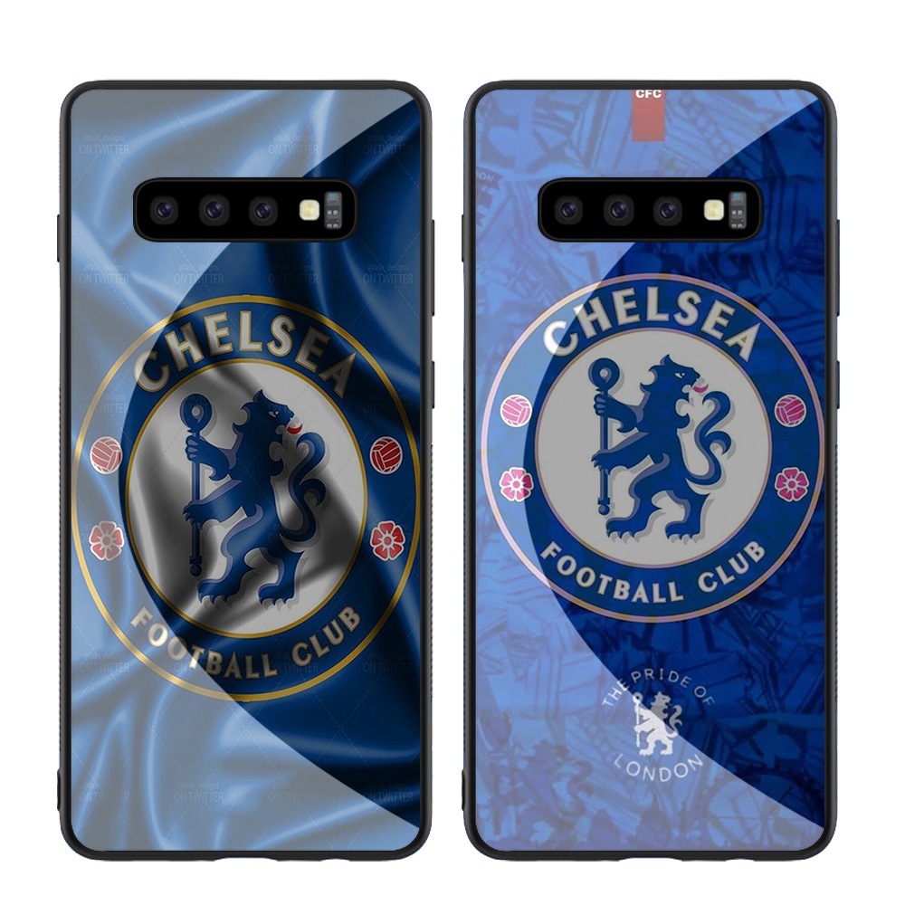 Ốp Điện Thoại Kính Cường Lực Viền Mềm In Hình Logo Câu Lạc Bộ Bóng Đá Chelsea Cho Samsung Galaxy S8 S9 S10 Plus RCZ35