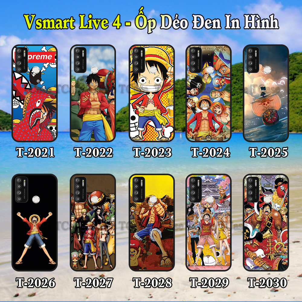Ốp lưng Vsmart Live 4 dẻo đen in hình One Piece