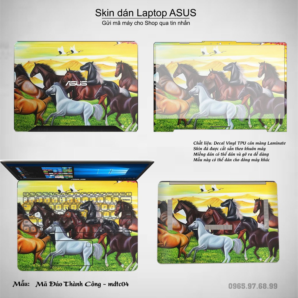 Skin dán Laptop Asus in hình Mã Đáo Thành Công (inbox mã máy cho Shop)