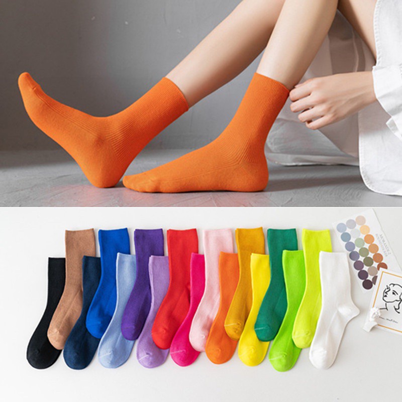 Tất Nữ Nhún Cổ Cao - Vớ Bèo Nhún Nữ Cổ Cao Màu Trơn Basic Nhiều Màu Phong Cách Hàn Quốc