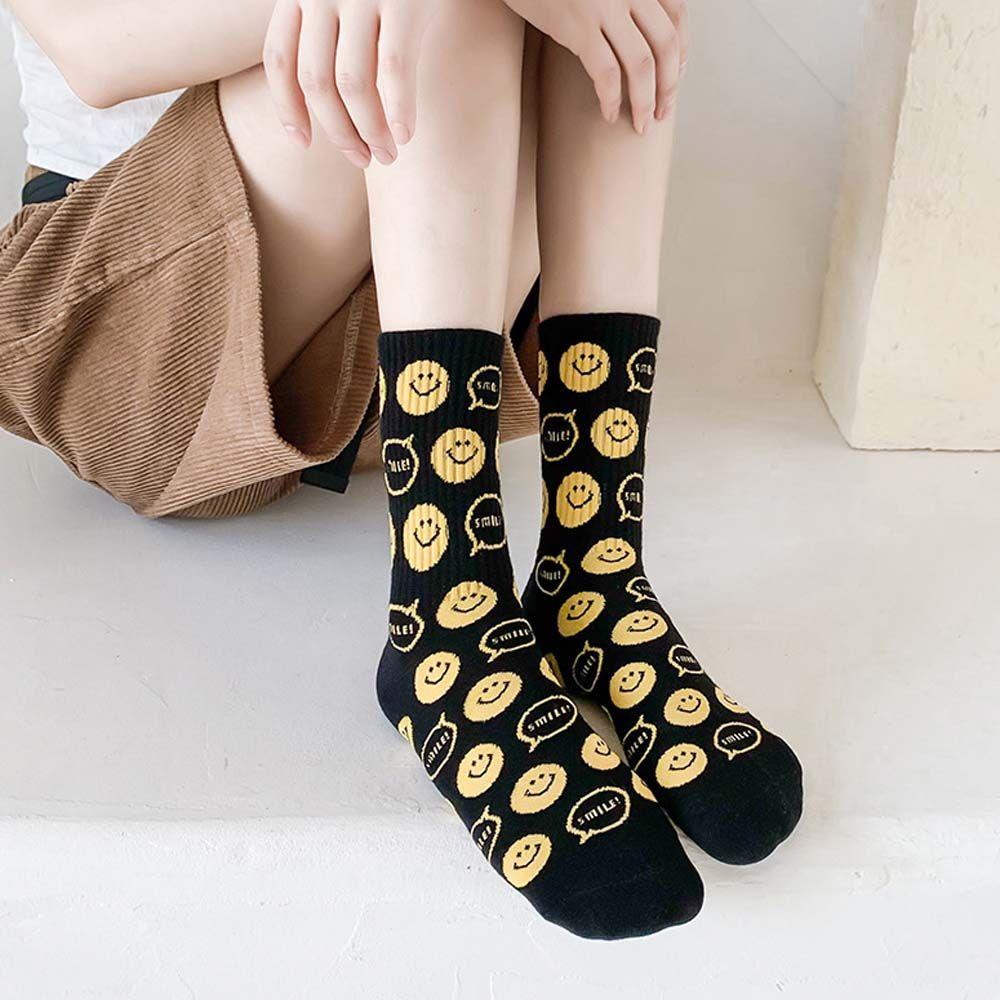 Vớ Cotton Cổ Vừa Thoáng Khí In Họa Tiết Hoạt Hình Dễ Thương Thời Trang Cho Nữ