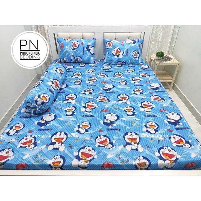 Drap/Ga giường lẻ doremon dành cho bé yêu thun lạnh Hàn Quốc ( không kèm áo gối, đủ kích thước)
