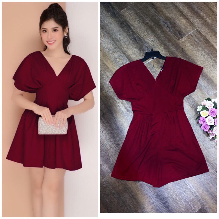 Đồ Bay Ngắn 💕FREESHIP💕Giảm 45k Khi Mua Đơn Từ 500k - Jump short giả váy tay cánh dơi cổ tim xinh xắn TJ1009