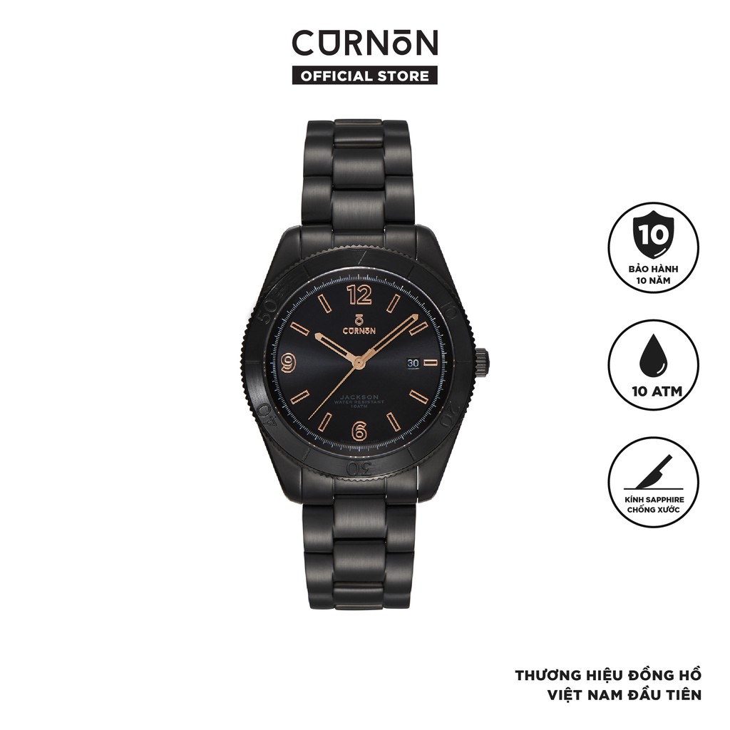 Đồng hồ nam Curnon Jackson Lava dây kim loại chính hãng - thiết kế thể thao, đếm giờ | BigBuy360 - bigbuy360.vn