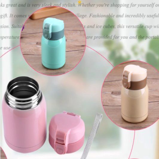 200Ml Thời Trang Đôi Inox Giữ Nhiệt Cốc Tập Uống Có Dây Mini Di Động Chân Không Xe Tumbler Du Lịch Inox Giữ Nhiệt flowerdance
