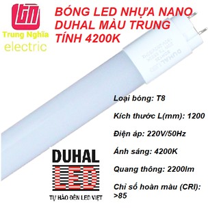 BÓNG LED DUHAL NANO TUÝP PC 10W 20W - MÀU TRUNG TÍNH 4200K