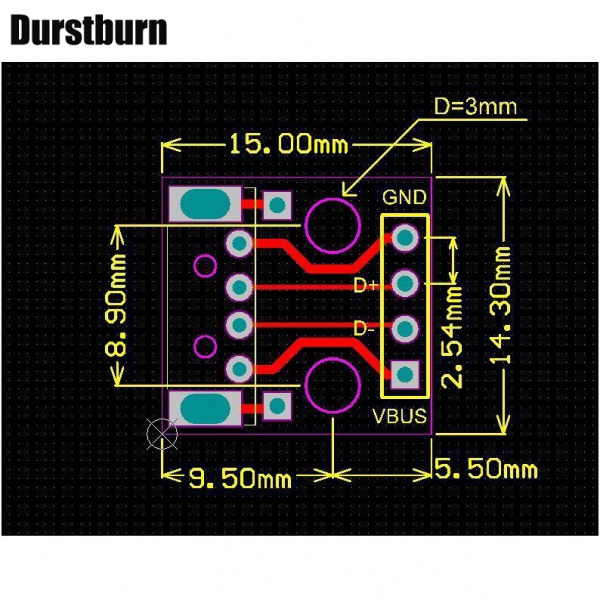 Bộ 5 Bảng Mạch Kết Nối USB 2.0 3.0 Đầu Đực Cái Sang Dip Cái B-type Vuông Mike 5p
