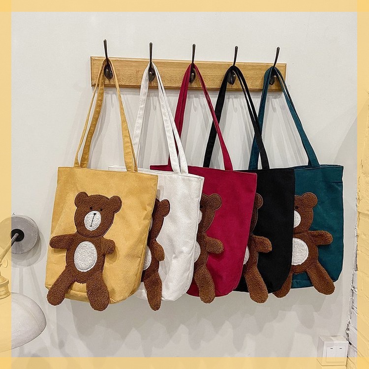 Túi Xách Canvas Cỡ Lớn In Họa Tiết Hoạt Hình Đơn Giản Cho Nữ