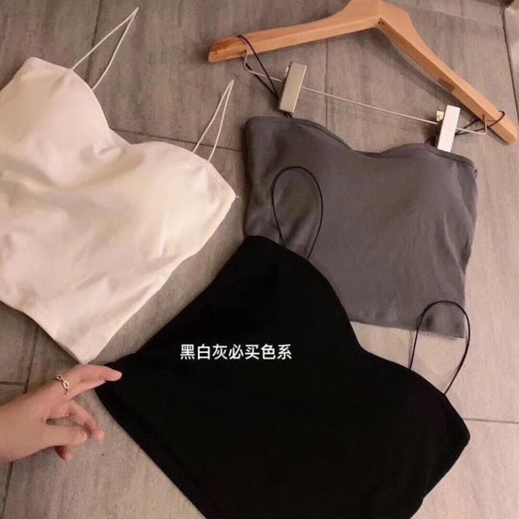 Áo 2 dây sợi bún mặc với vest nữ đẹp - Áo croptop dây bún đẹp màu đen màu trắng màu xanh sexy