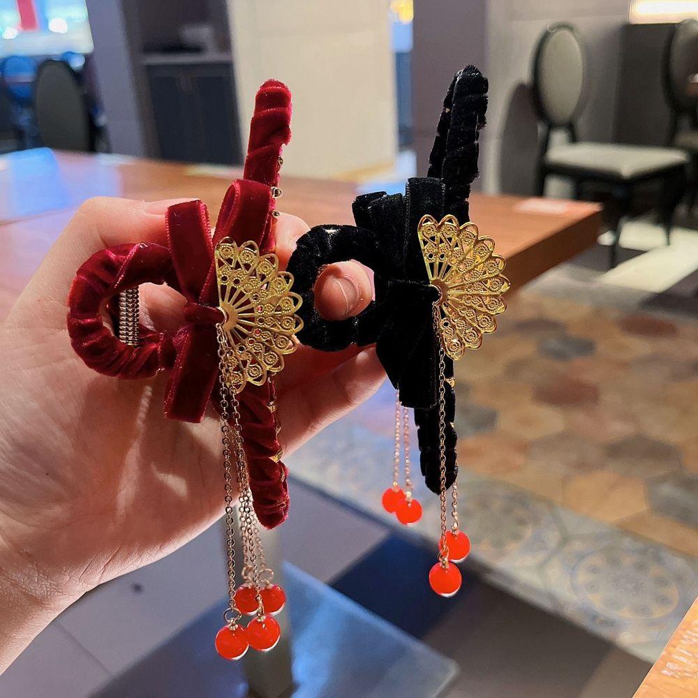 Kẹp Tóc Nơ Cỡ Lớn Bằng Nhung Phong Cách Trung Hoa Đơn Giản WMES15H Cho Nữ