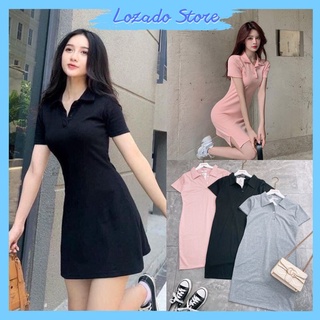 Váy polo nữ LOZADO váy suông đầm suông cổ bẻ kiểu dáng cá tính năng động - V147
