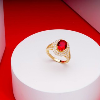 Nhẫn Nữ Mạ Vàng 18K Đính Đá Đỏ 050210521