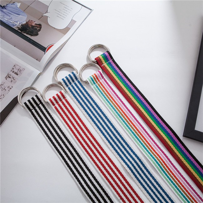 Thắt Lưng Vải Canvas Kẻ Sọc 13529s Thời Trang
