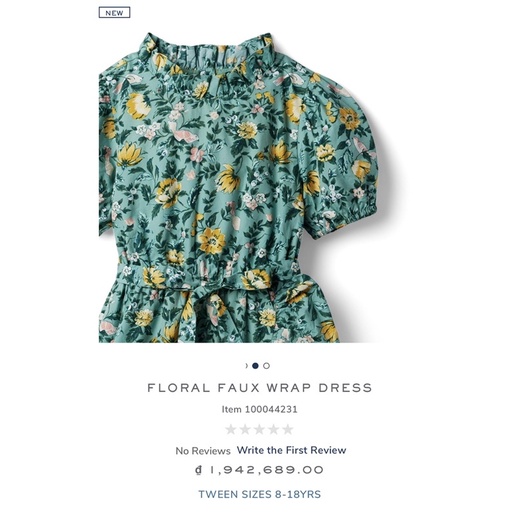 Váy bé gái JANIE AND JACK hoạ tiết hoa - FLORAL FAUX WRAP DRESS
