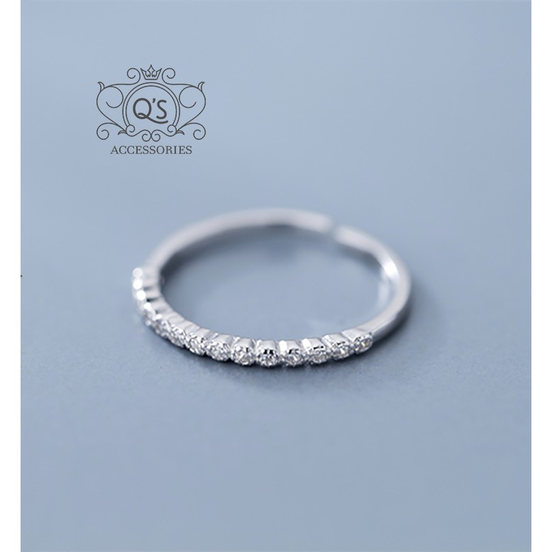 Nhẫn bạc khảm đá nhẫn đính đá tối giản S925 MINIMAL Silver Ring QA SILVER RI180307