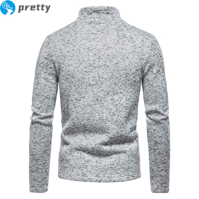 Áo len tay dài cổ đứng màu trơn có khóa kéo thời trang cho nam