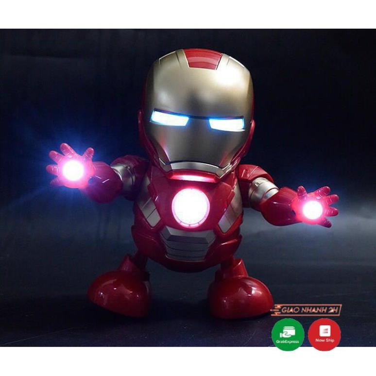 Đồ chơi Robot IronMan nhảy múa theo nhạc có đèn LED size lớn nhựa ABS an toàn cho sức khỏe của bé