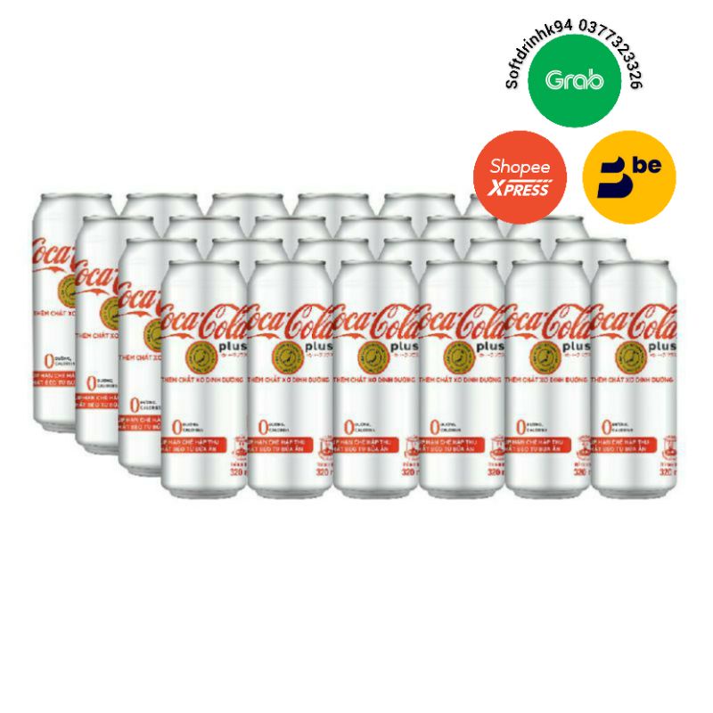 THÙNG 24 LON COCA COLA PLUS FHOSU BỔ XUNG CHẤT XƠ HẠN CHẾ CHẤT BÉO TỪ BỮA ĂN GIẢM CÂN KHÔNG ĐƯỜNG 330ml